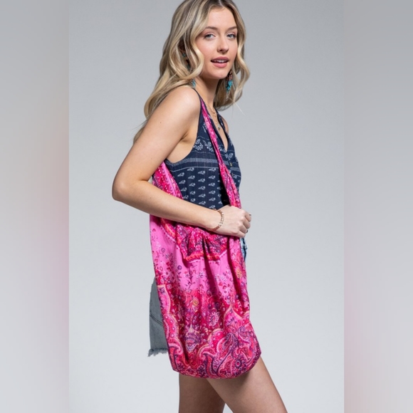 Hobo Beach Yoga Boho Chic Shoulder Bag - Ethnic Inspired Print - Fine Cotton - Picture 3 of 8